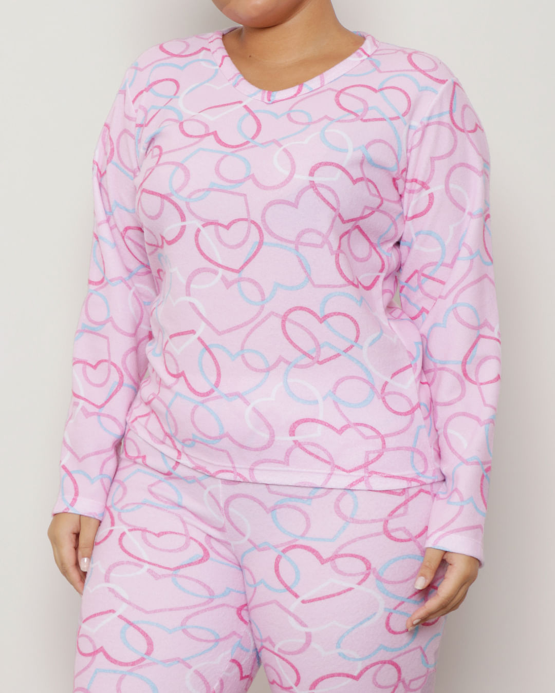 Pijama-Plus-Size-Feminino-Manga-Longa-Coracao-Soft-Rosa