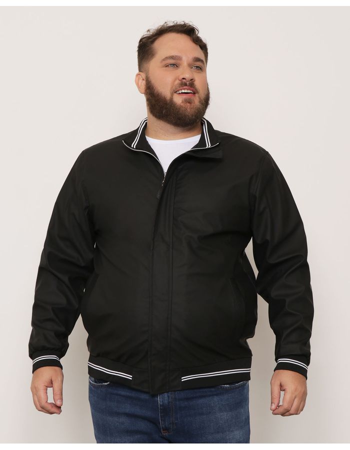 Jaqueta-Plus-size-Masculina-Gola-Alta-Preta