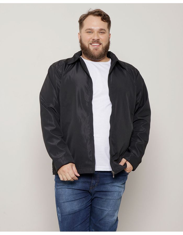 Jaqueta-Plus-Size-Masculina-Poliester-Preta