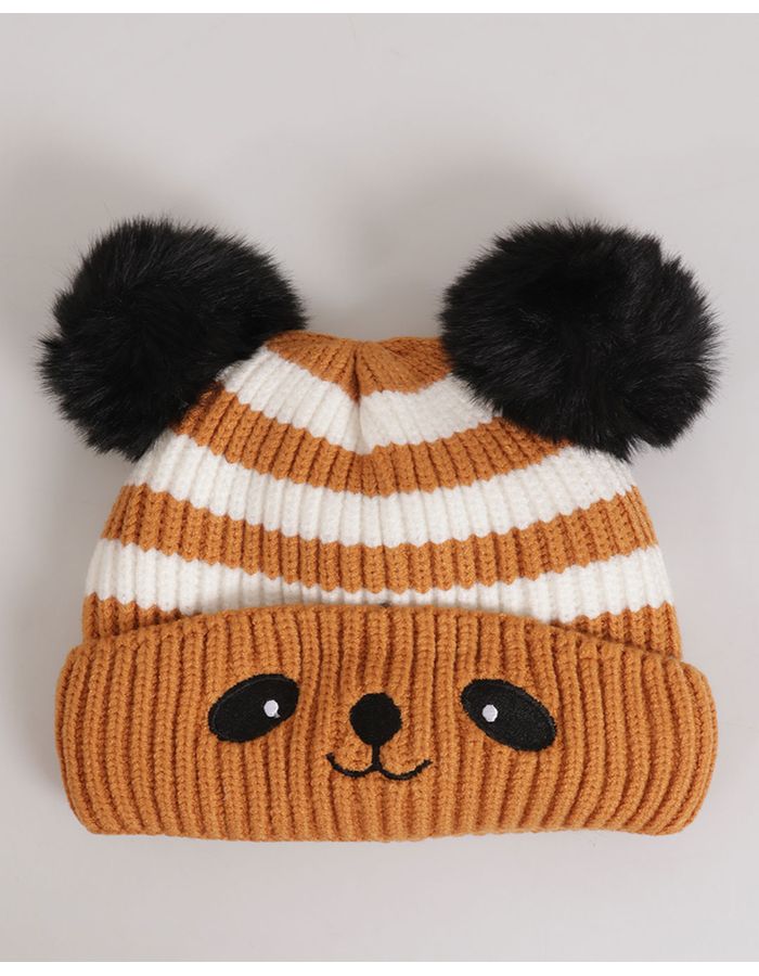 Gorro-Bebe-de-Trico-com-Forro-Felpudo-Marrom