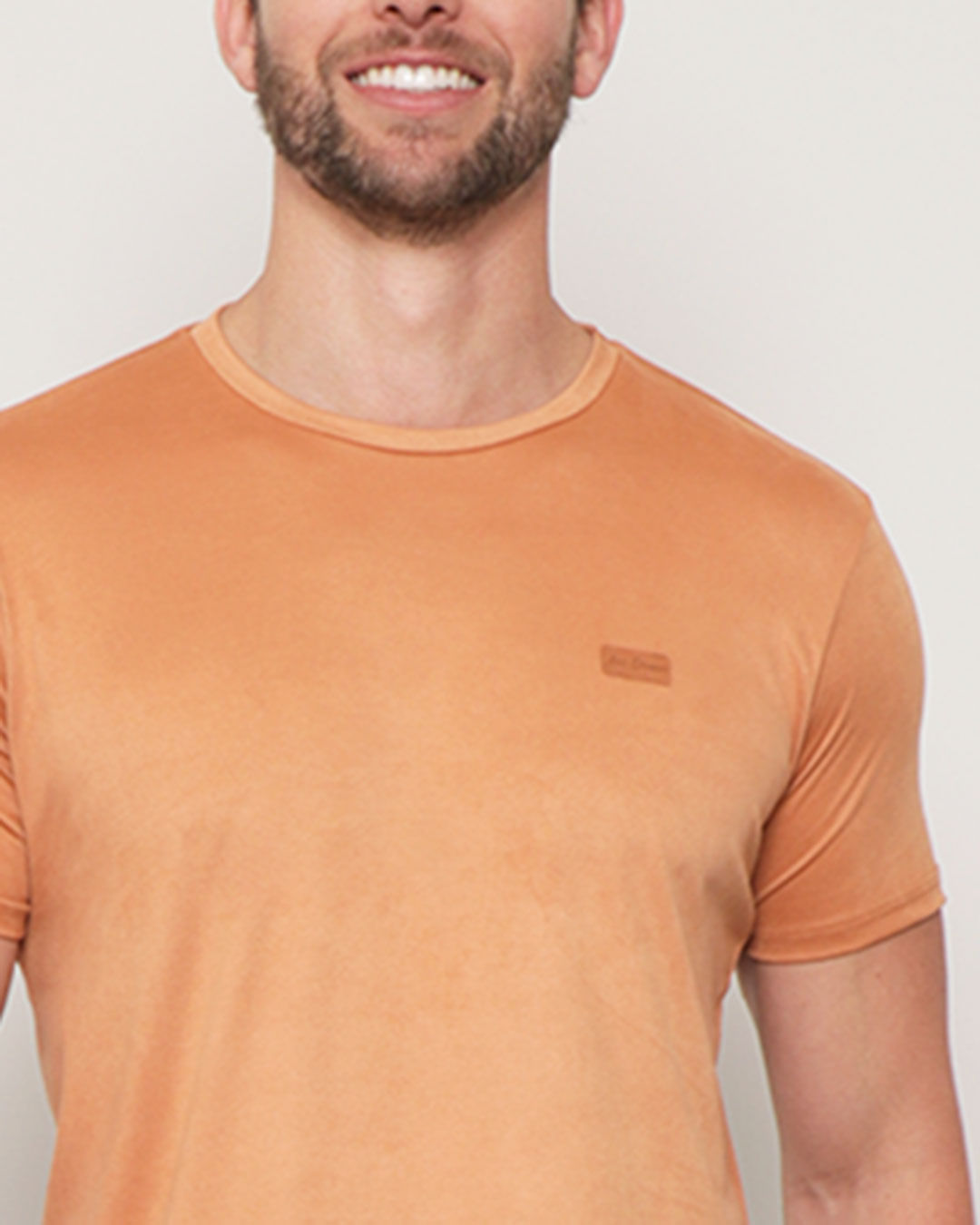 Camiseta-Masculina-Suede-Long-Line-Basica-Marrom