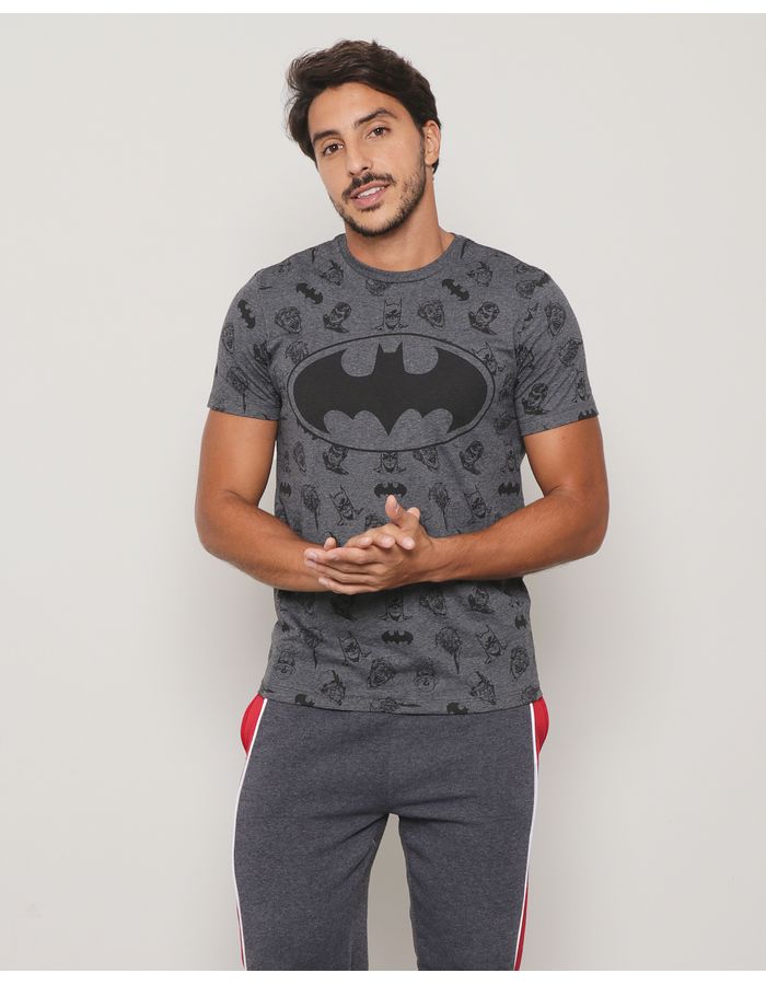 Camiseta-Masculina-Manga-Curta-Batman-Cinza-Mescla