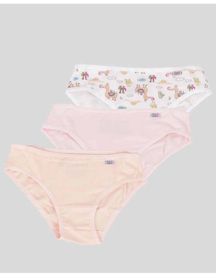 Kit-3-Calcinhas-DelRio-Infantil-Menina-Biquini-Estampa-Lhama-Branco-Rosa-Bege