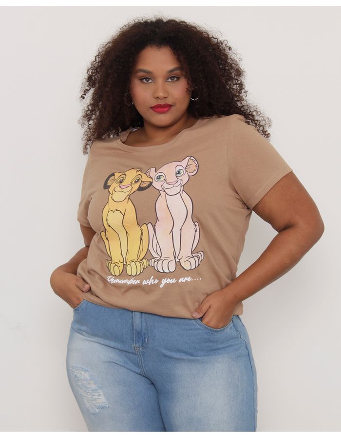 Camiseta-Plus-Size-Feminina-Disney-Rei-Leao-Marrom