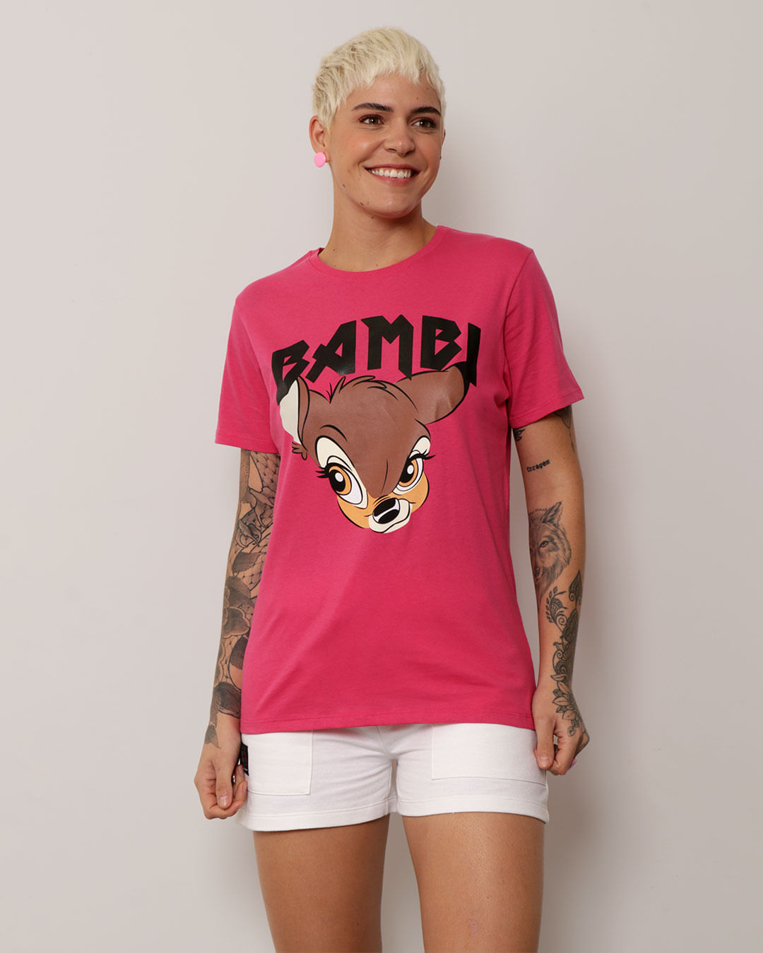 Camiseta-Feminina-Disney-Manga-Curta-Estampa-Bambi-Rosa