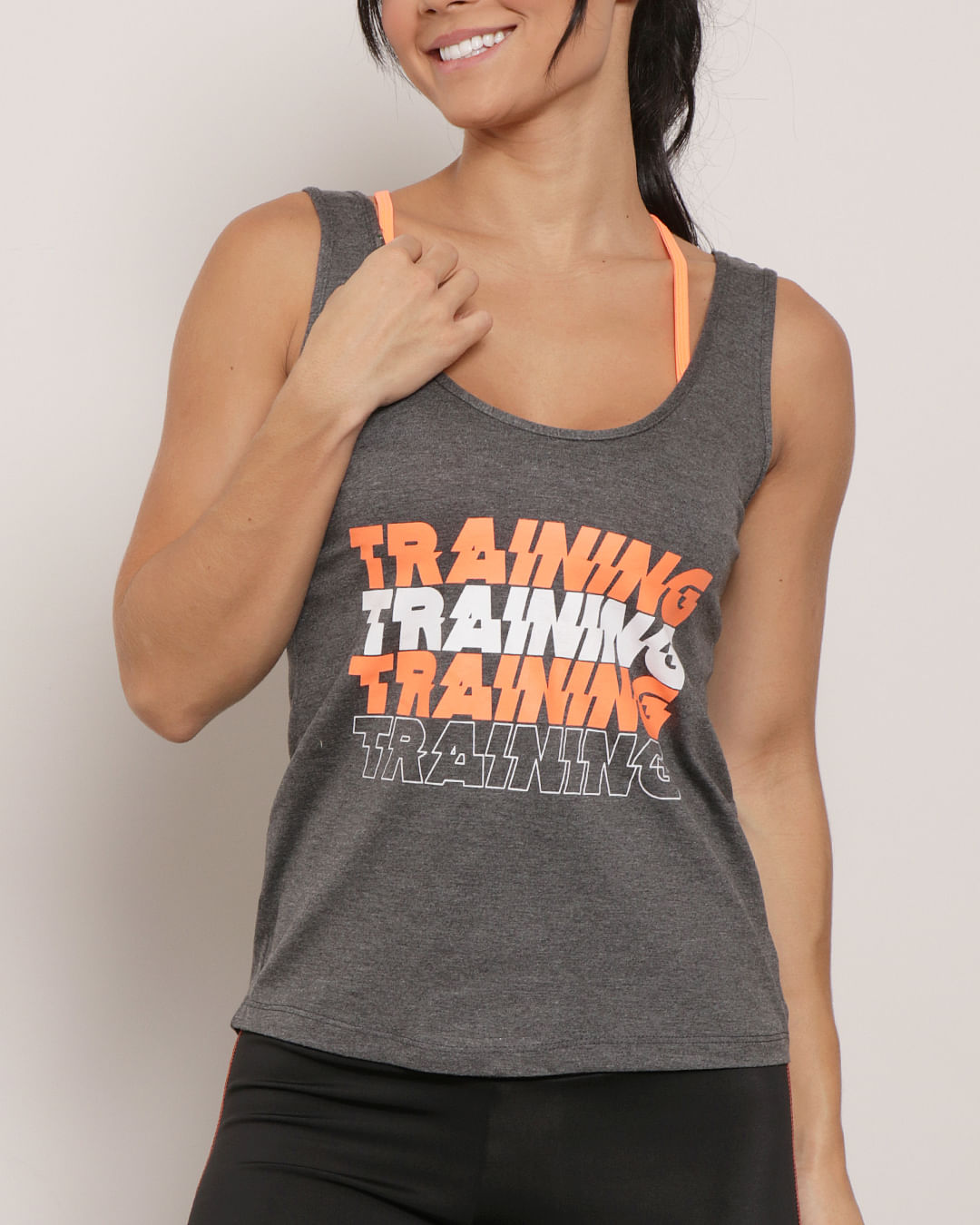 Regata-Feminina-Fitness-Com-Top-Neon-Estampa-Training-Cinza