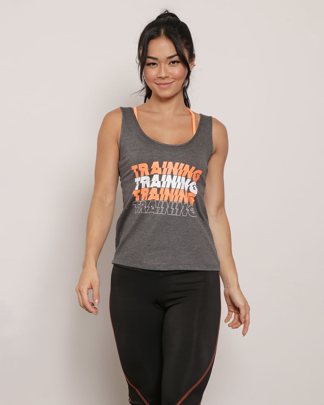 Regata-Feminina-Fitness-Com-Top-Neon-Estampa-Training-Cinza