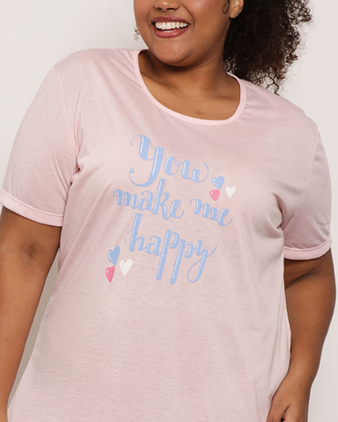 Camisola-Plus-Size-Feminina-Manga-Curta-Rosa