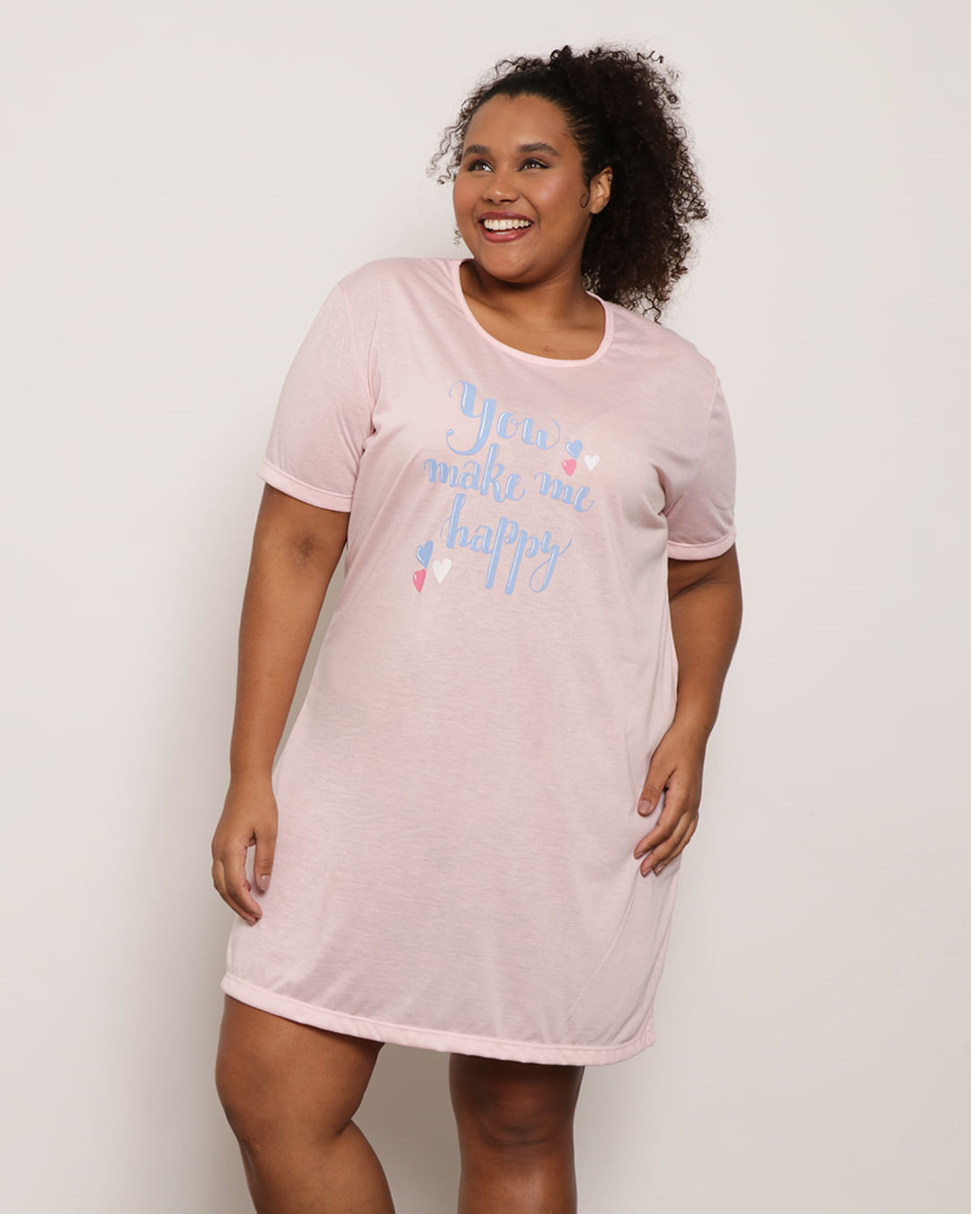 Camisola-Plus-Size-Feminina-Manga-Curta-Rosa