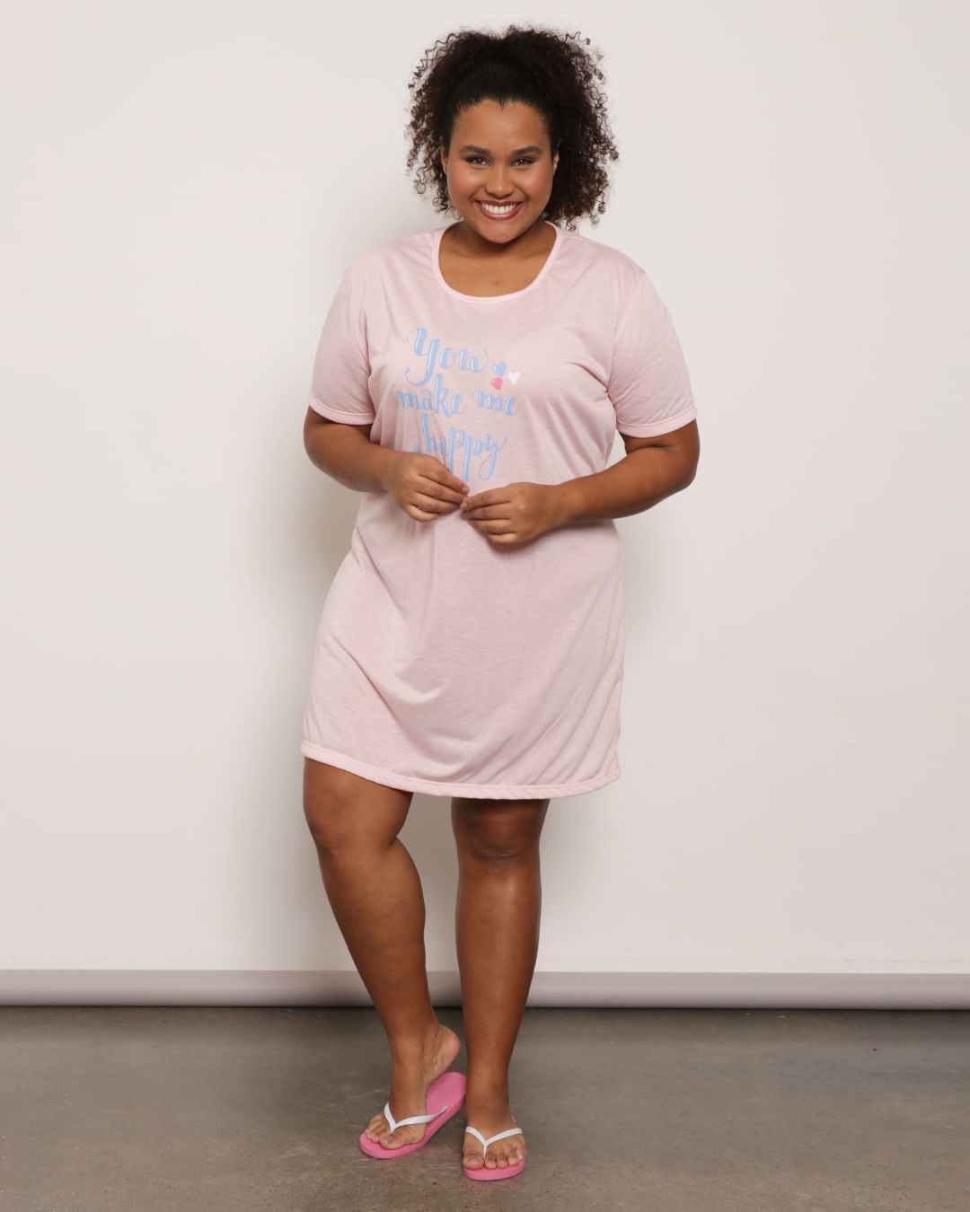 Camisola-Plus-Size-Feminina-Manga-Curta-Rosa