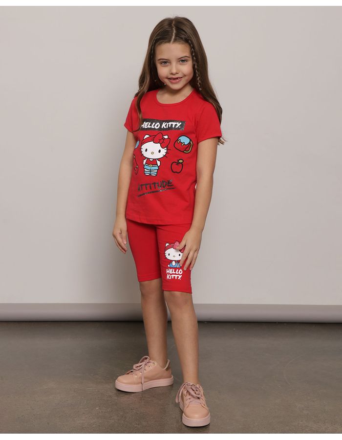 Bermuda-Infantil-Ciclista-Hello-Kitty-Vermelho-