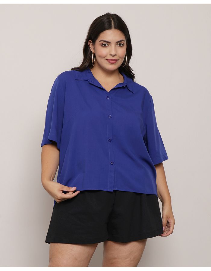 Camisa-Plus-Size-Feminina-Mullet-Viscose-Azul