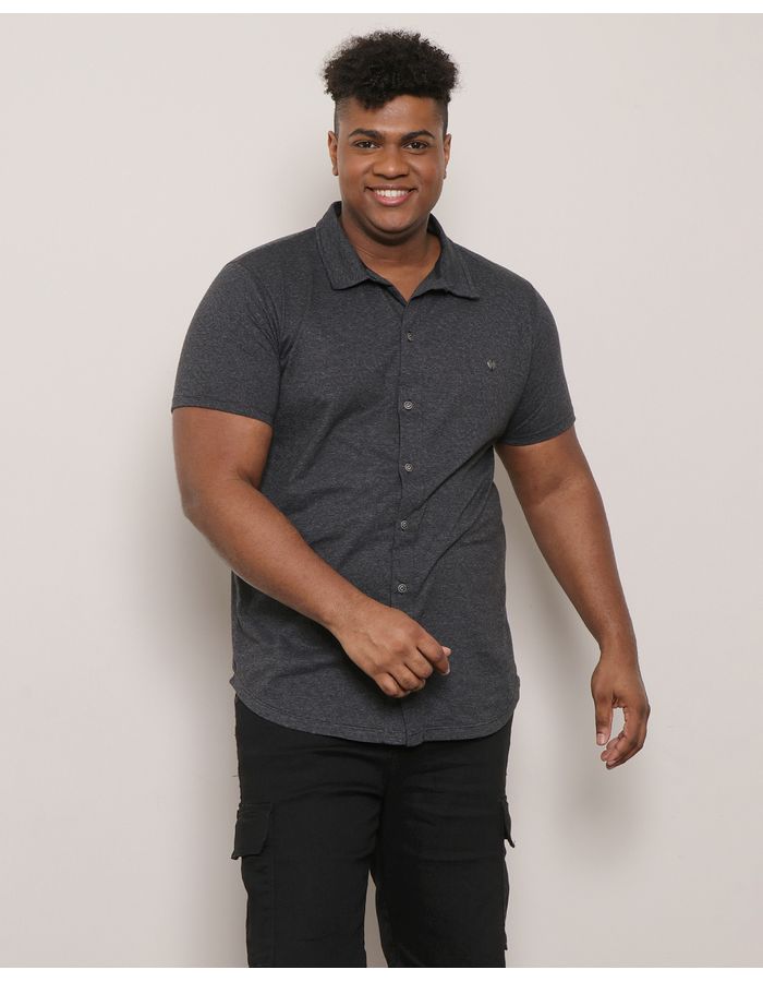 Camisa-Plus-Size-Masculina-Listrada-Preta