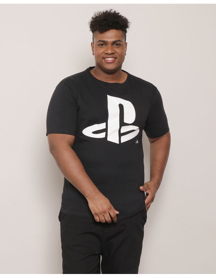 Camiseta-Plus-Size-Masculina-Playstation-Preta