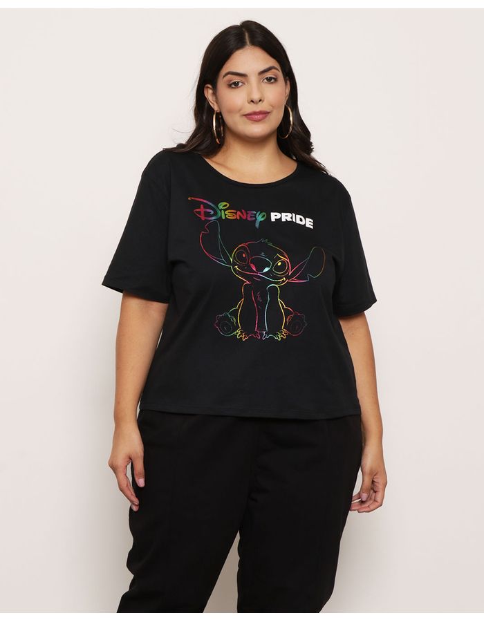 Camiseta-Plus-Size-Feminina-Disney-Pride-Stitch-Preta