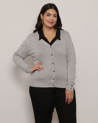 Cardigan--Feminino-Plus-Size-Liso-Cinza