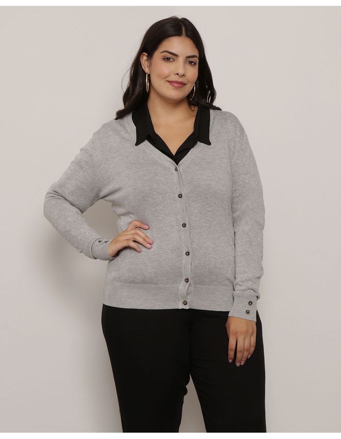 Cardigan--Feminino-Plus-Size-Liso-Cinza