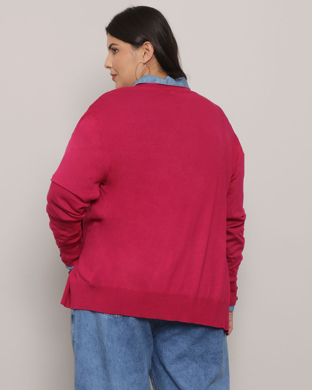 ​Cardigan--Feminino-Plus-Size-Liso-Rosa