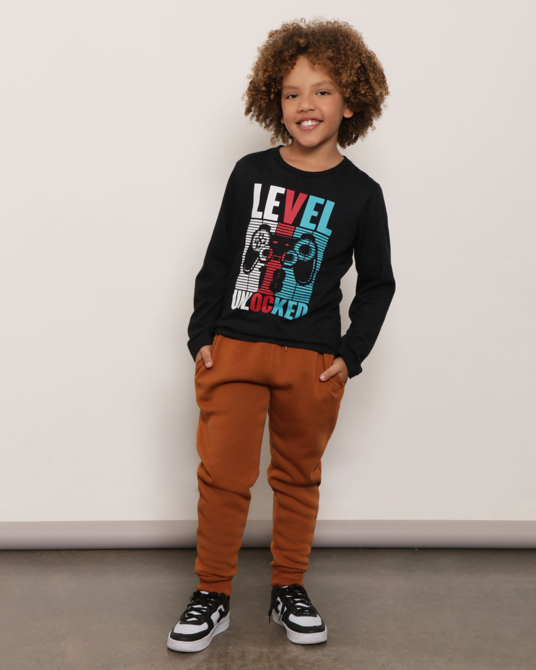 Calca-Moletom-Infantil-Jogger-Marrom