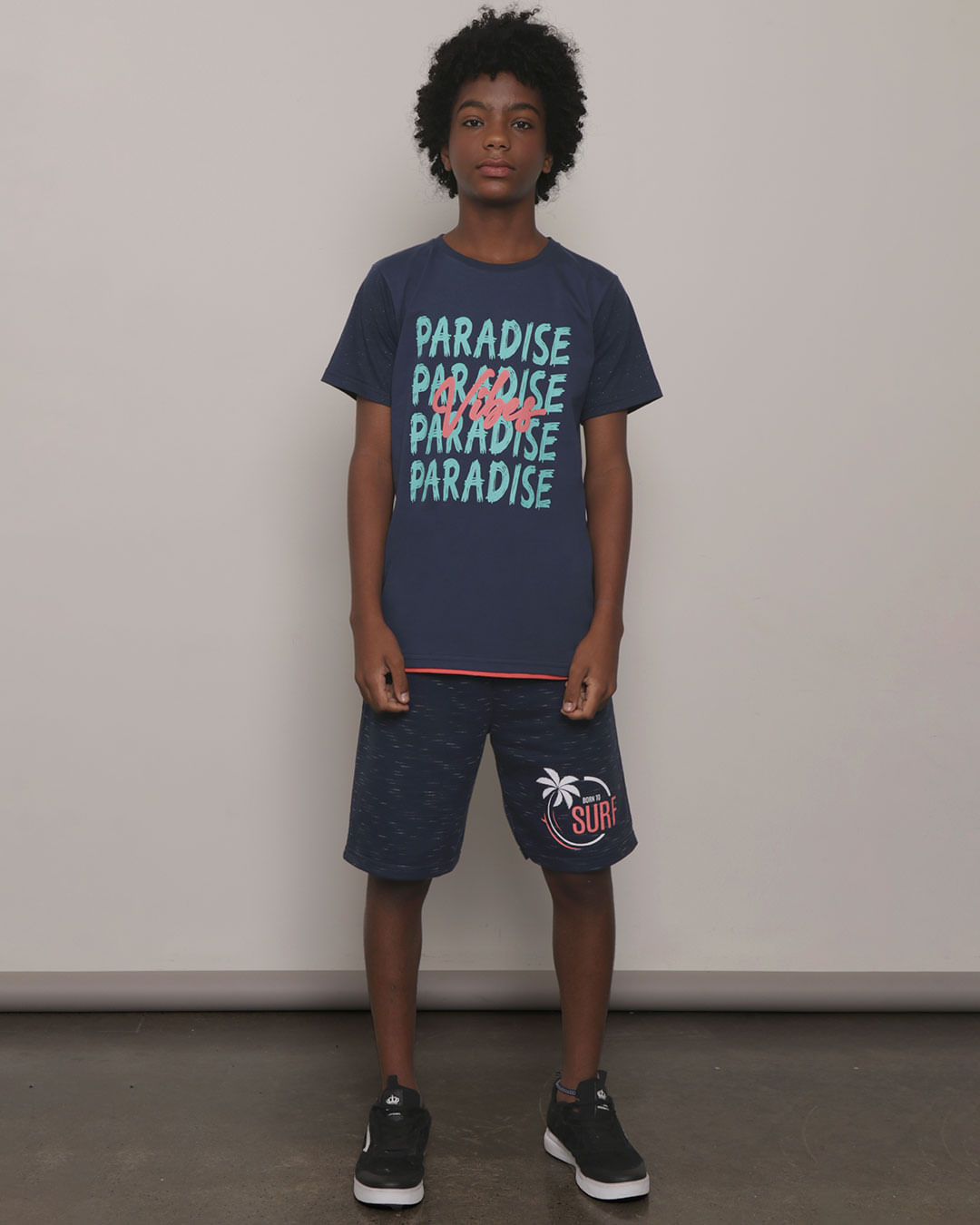 Camiseta-Juvenil-Paradise-Manga-Curta-Marinho
