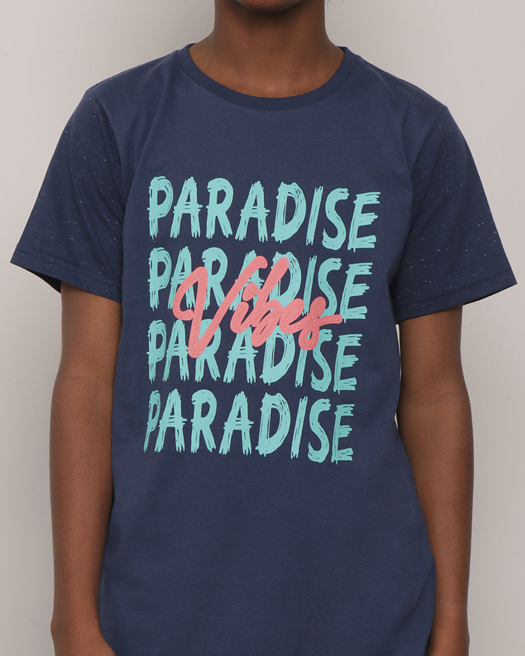 Camiseta-Juvenil-Paradise-Manga-Curta-Marinho