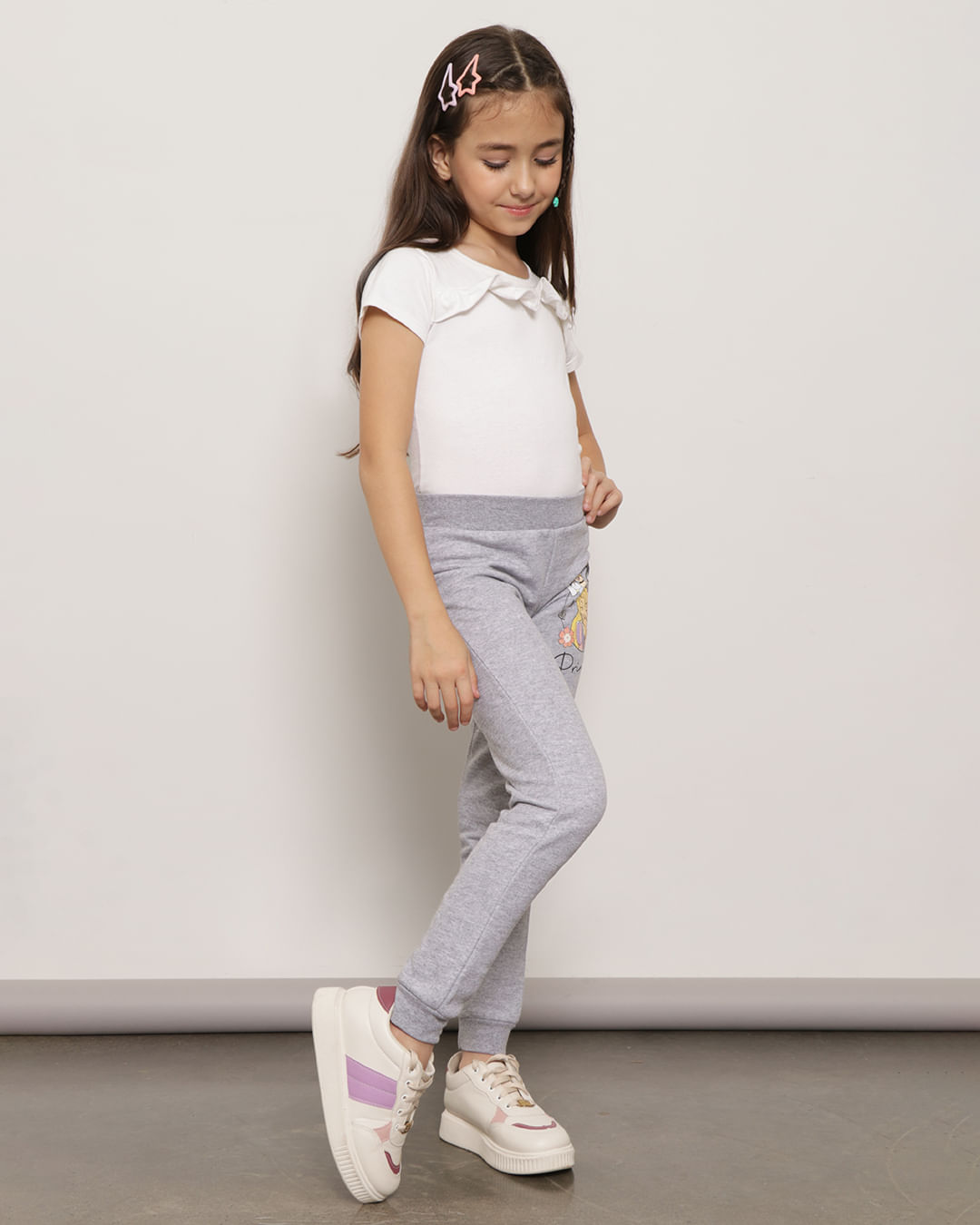 Calca-Moletom-Infantil-Disney-Princesas-Jogger-Cinza