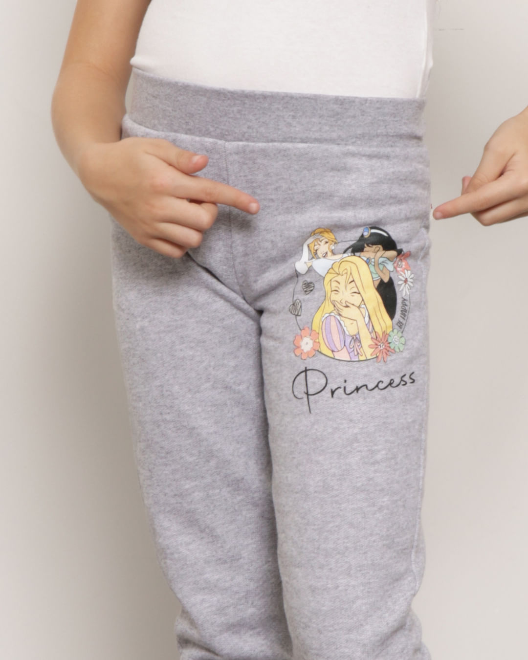 Calca-Moletom-Infantil-Disney-Princesas-Jogger-Cinza