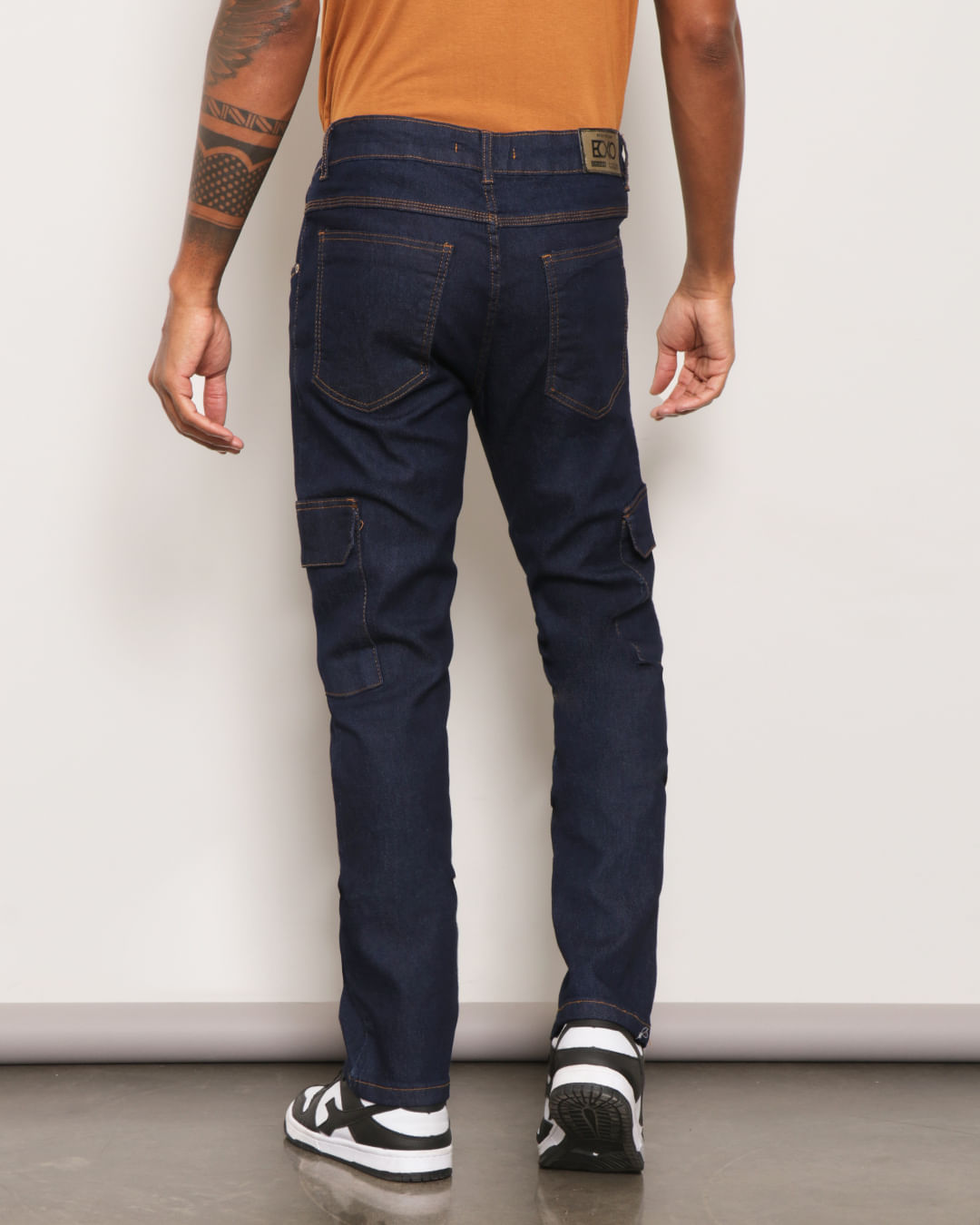 Calca-Jeans-Masculina-Bolso-Cargo-Azul-Escuro