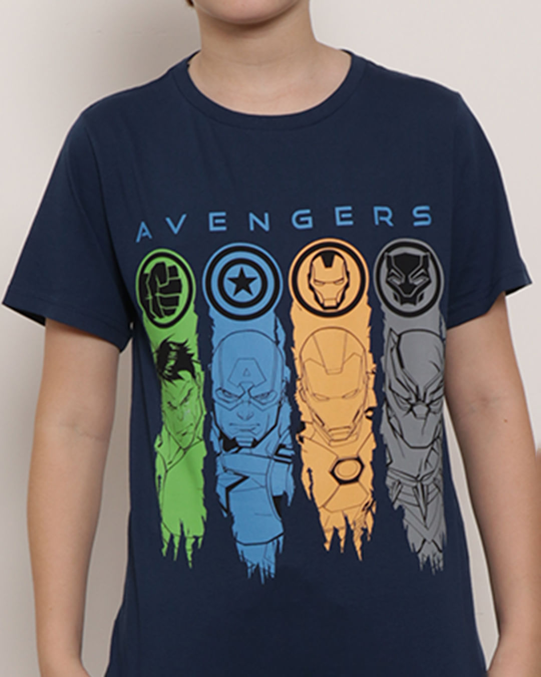 Camiseta-Juvenil-Marvel-Estampa-Avengers-Manga-Curta-Marinho