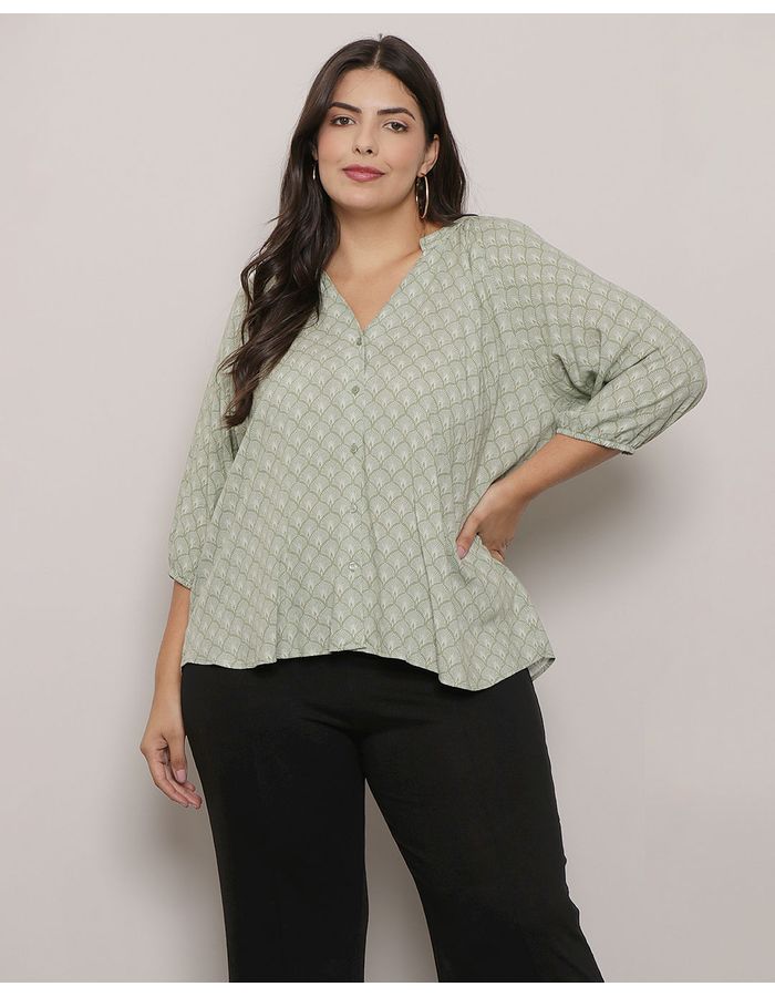 Blusa-Plus-Size-Feminina-Manga-3-4-Viscose-Estampada