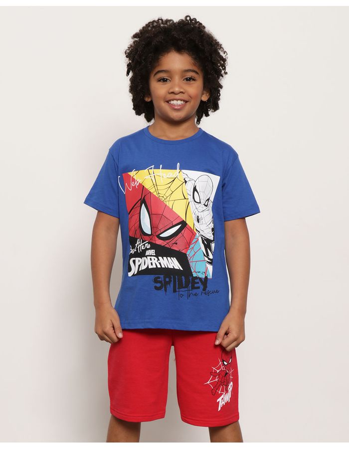 Camiseta-Infantil-Marvel-Homem-Aranha-Manga-Curta-Azul