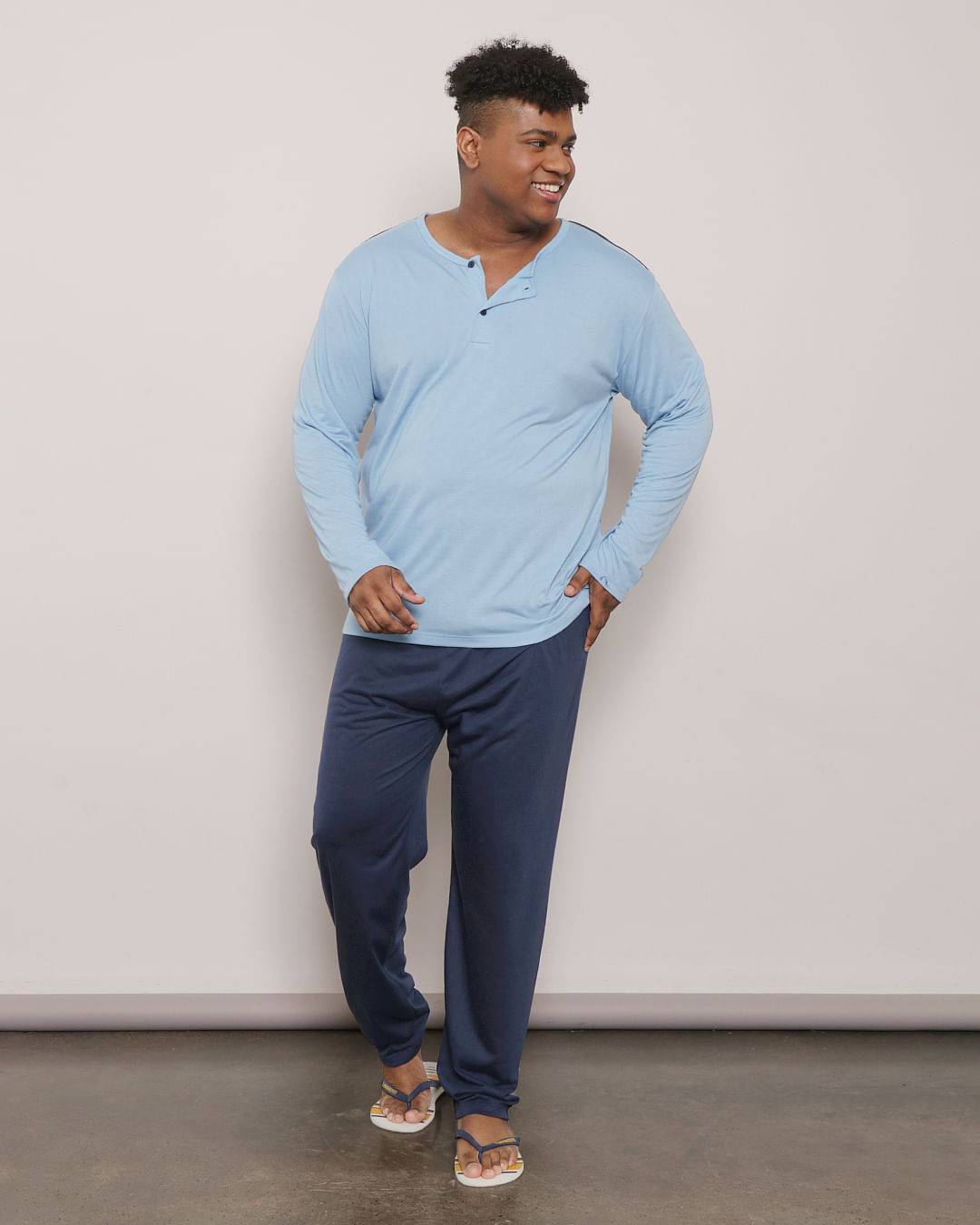 Pijama-Plus-Size-Masculino-Manga-Longa-Azul