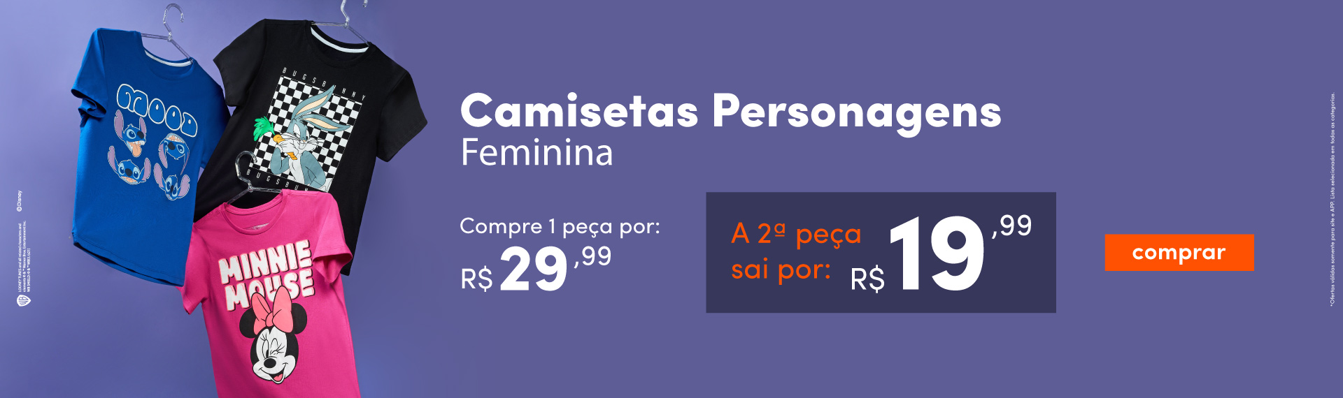 Banner 01 - Camiseta feminina personagens