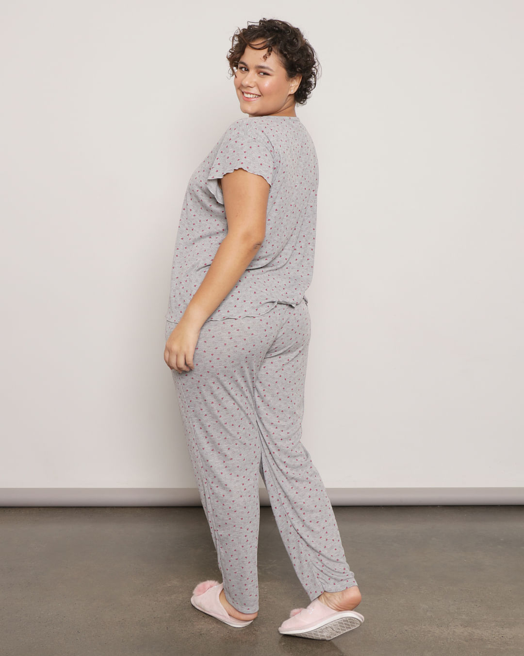 Pijama-Plus-Size-Feminino-Canelado-Estampado-Coracao-Cinza