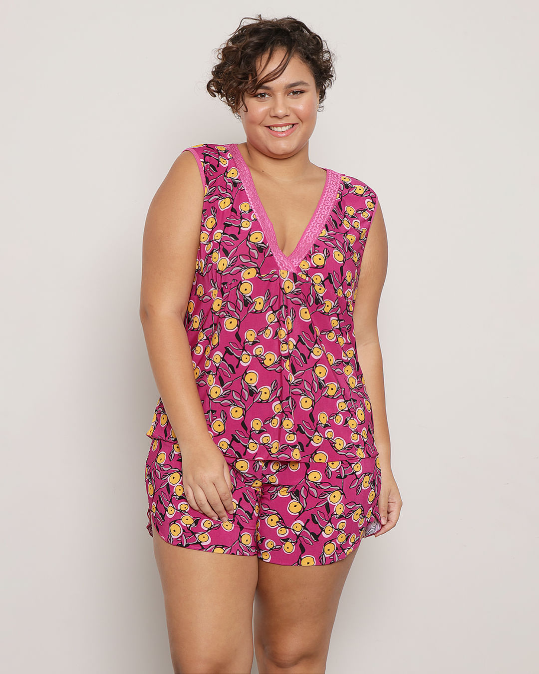 Pijama-Plus-Size-Feminino-Estampado-Floral-Cores-Sortidas