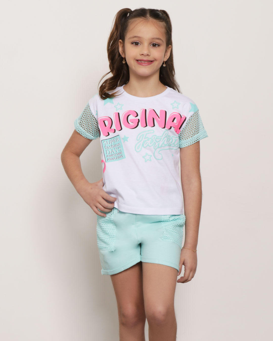 Blusa-Infantil-Estampa-Manga-Curta-Tela--Branca