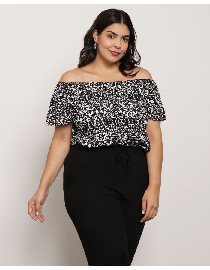 Blusa-Plus-Size-Feminina-Ciganinha-Estampada-Preto