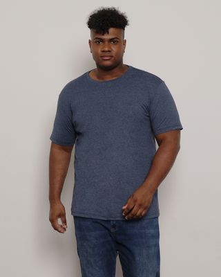 Camiseta-Plus-Size-Masculina-Basica-Manga-Curta-Mescla-Marinho