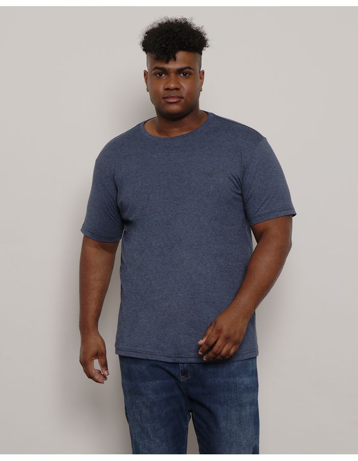 Camiseta-Plus-Size-Masculina-Basica-Manga-Curta-Mescla-Marinho