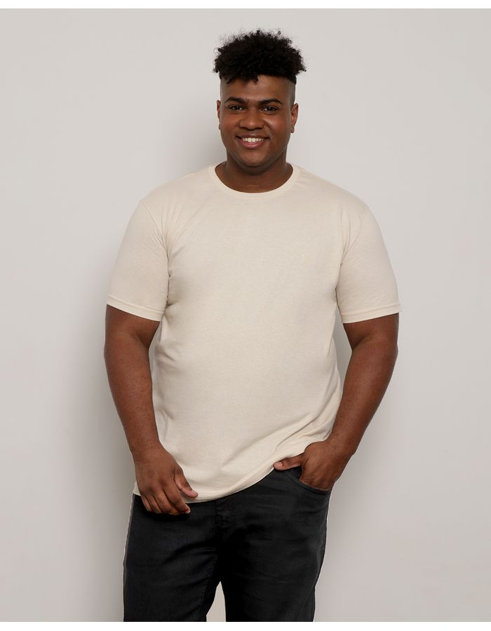 Camiseta-Plus-Size-Masculina-Manga-Curta-Bege