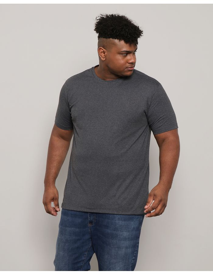 Camiseta-Plus-Size-Masculina-Basica-Mescla-Cinza