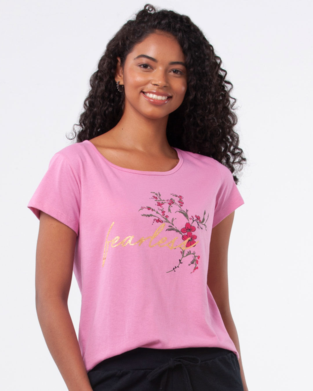 Camiseta-Feminina-Basica-Floral-Rosa