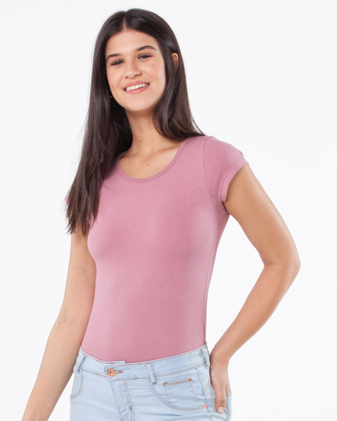 Camiseta-Feminina-Malha-Basica-Gola-Redonda-Rosa