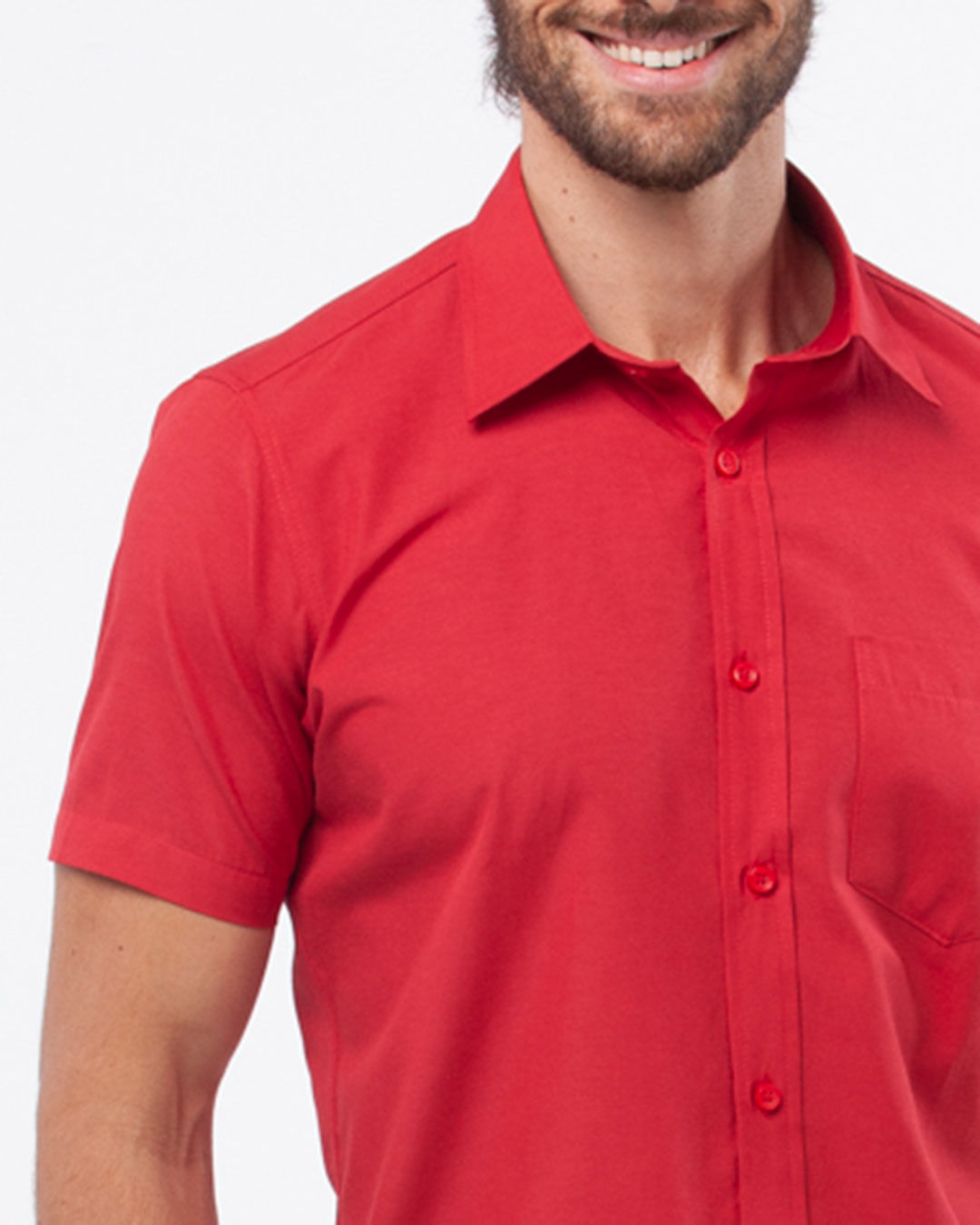 Camisa-Masculina-Basica-Lisa-Manga-Curta-Vermelho