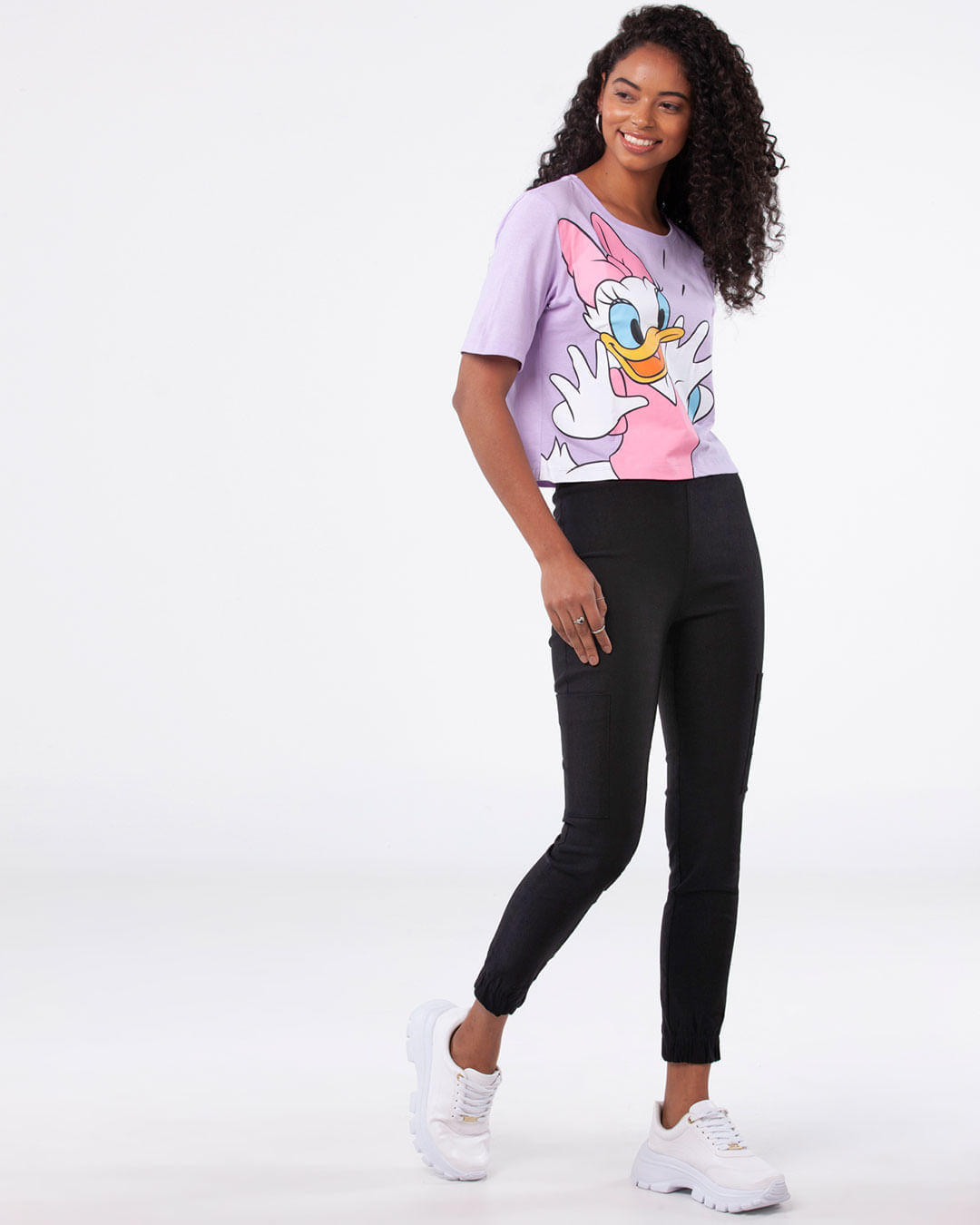 Camiseta-Feminina-Cropped-Disney-Margarida-Lilas