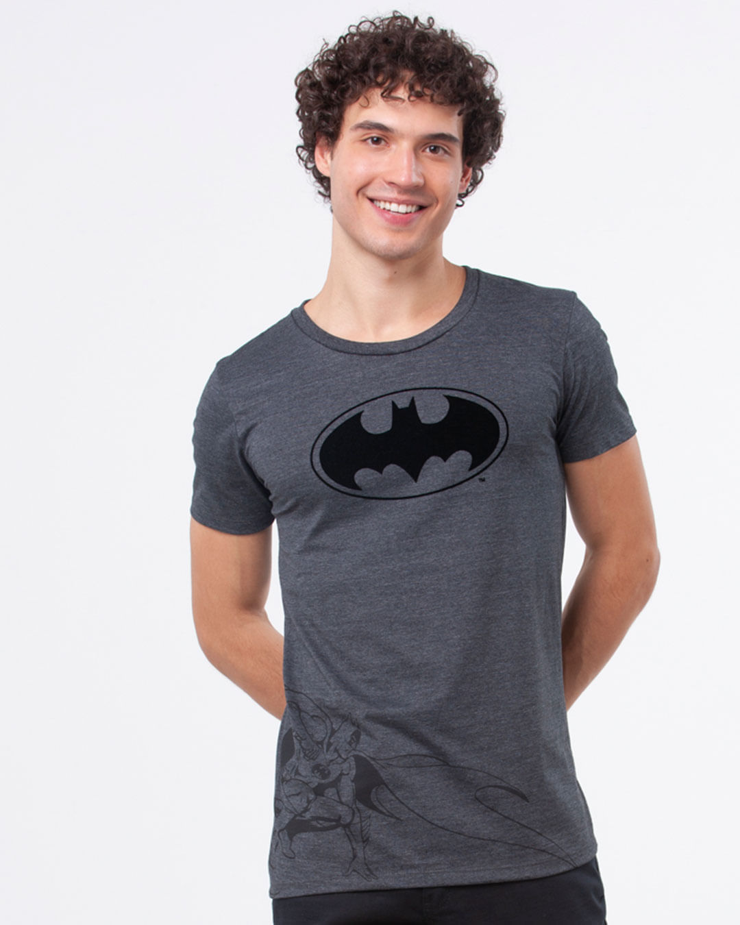 Camiseta-Masculina-Mescla-Batman-Dc-Comics-Logo-Estampa-Lateral-Cinza