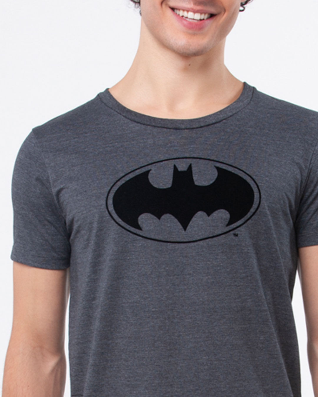 Camiseta-Masculina-Mescla-Batman-Dc-Comics-Logo-Estampa-Lateral-Cinza