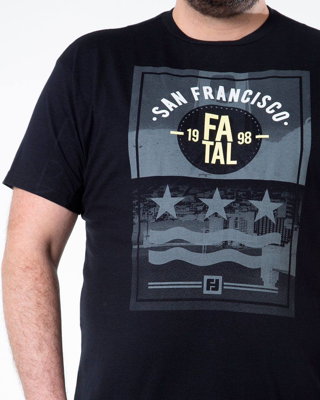 Camiseta-Masculina-Plus-Size-Estampada-San-Francisco-Fatal-Preta