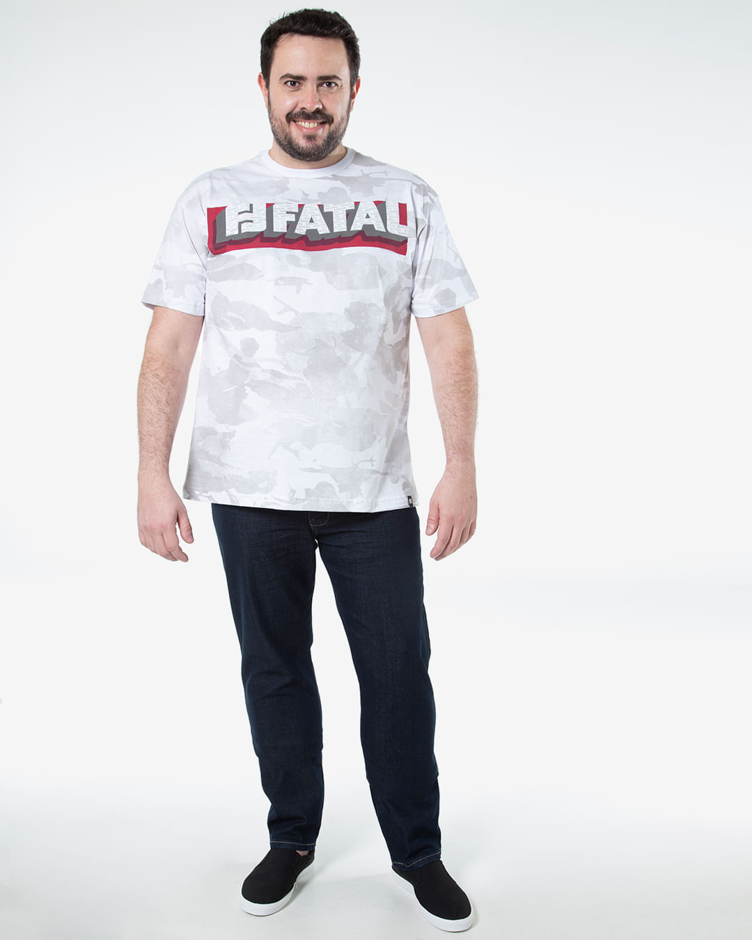 Camiseta-Masculina-Plus-Size-Estampa-Camuflada-Fatal-Branca