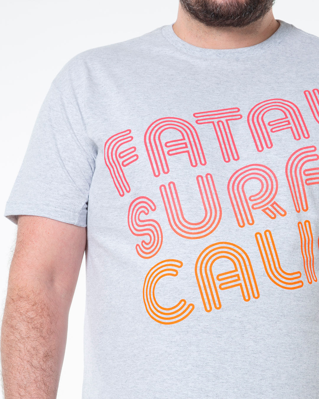 Camiseta-Masculina-Plus-Size-Estampada-Surf-Calif-Fatal-Cinza